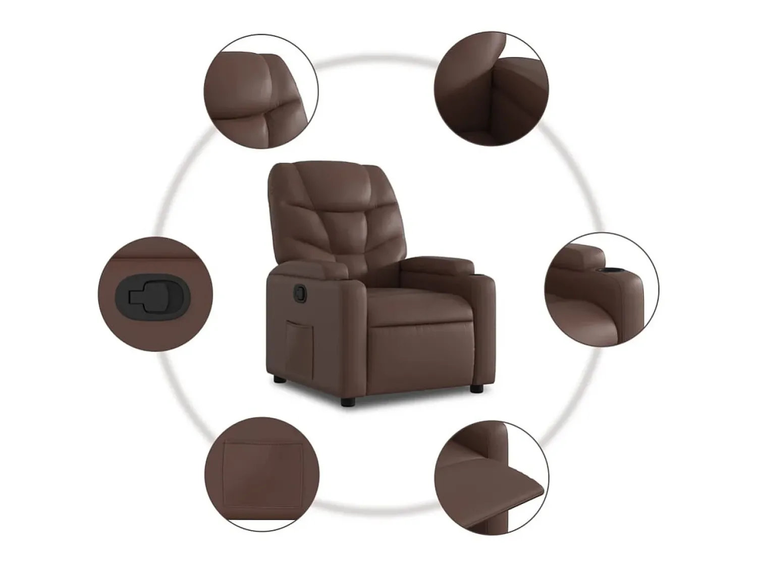 New Poltrona reclinável couro artificial SHL650249 Castanho