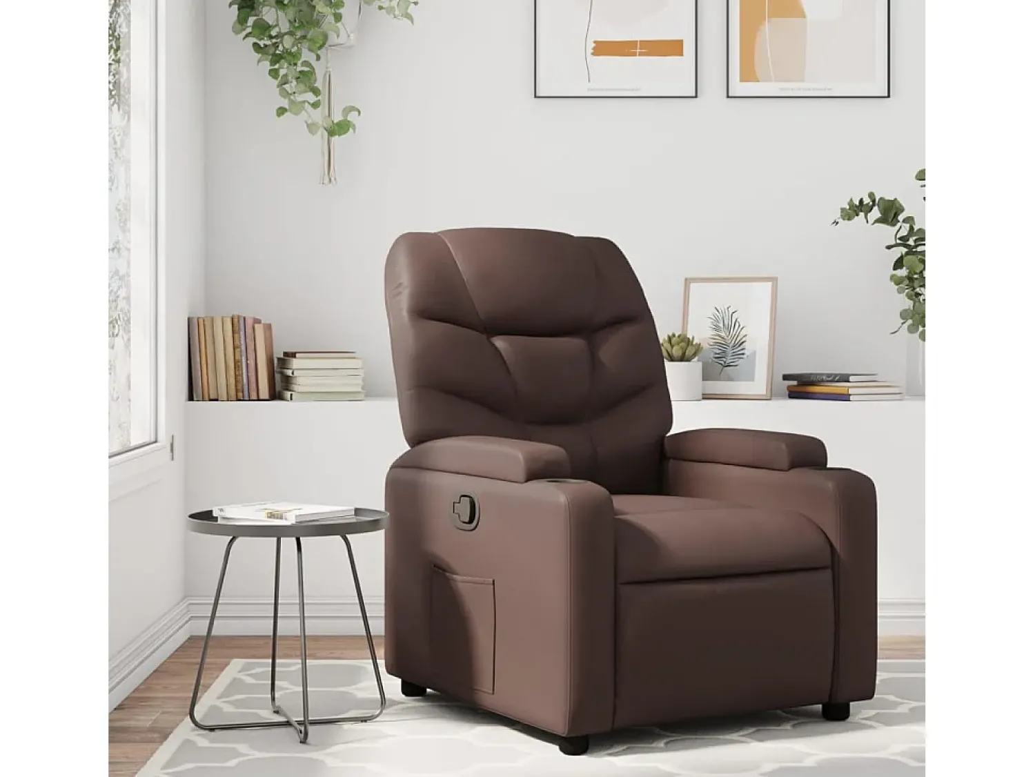 New Poltrona reclinável couro artificial SHL650249 Castanho