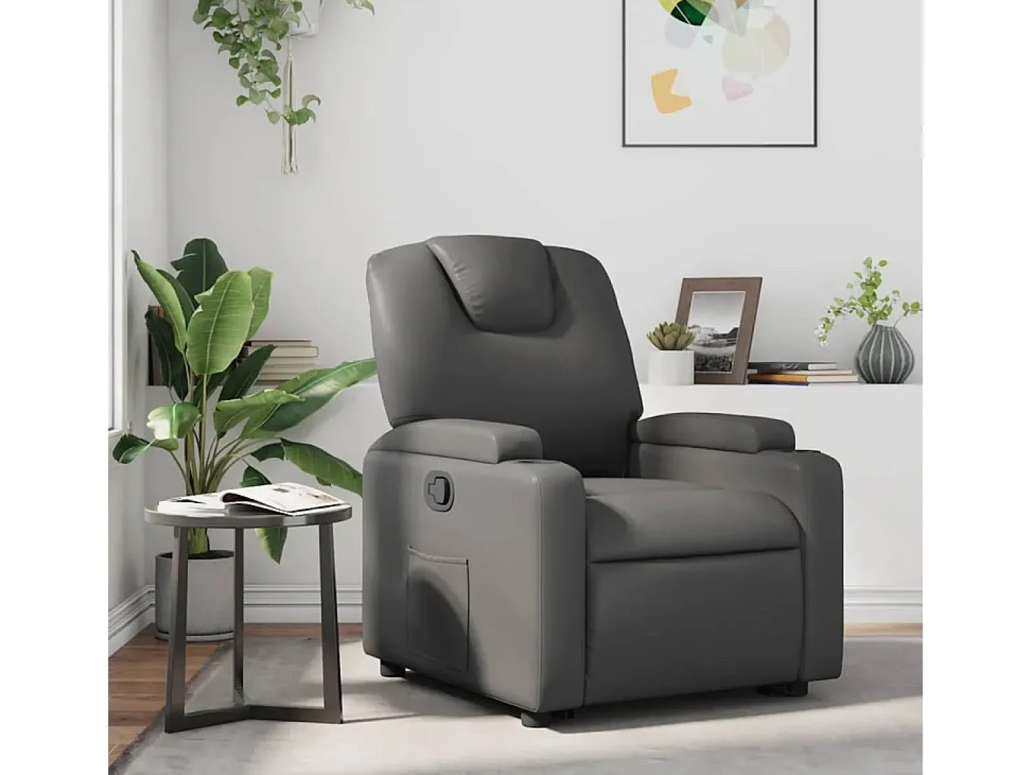 Poltrona* Poltrona reclinável couro artificial SHL183737 Cinzento