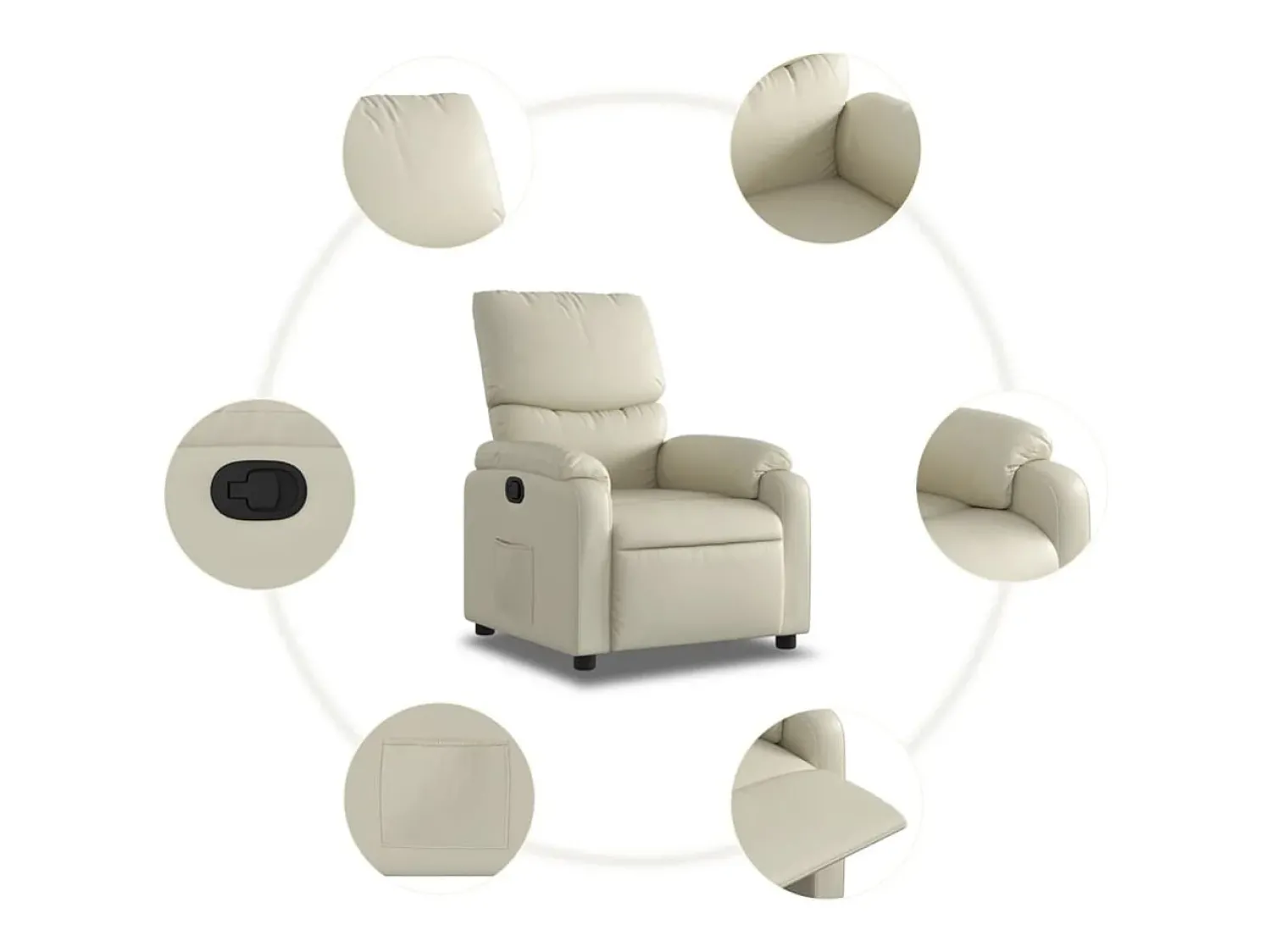 Online Poltrona reclinável couro artificial cor SHL908508 Creme