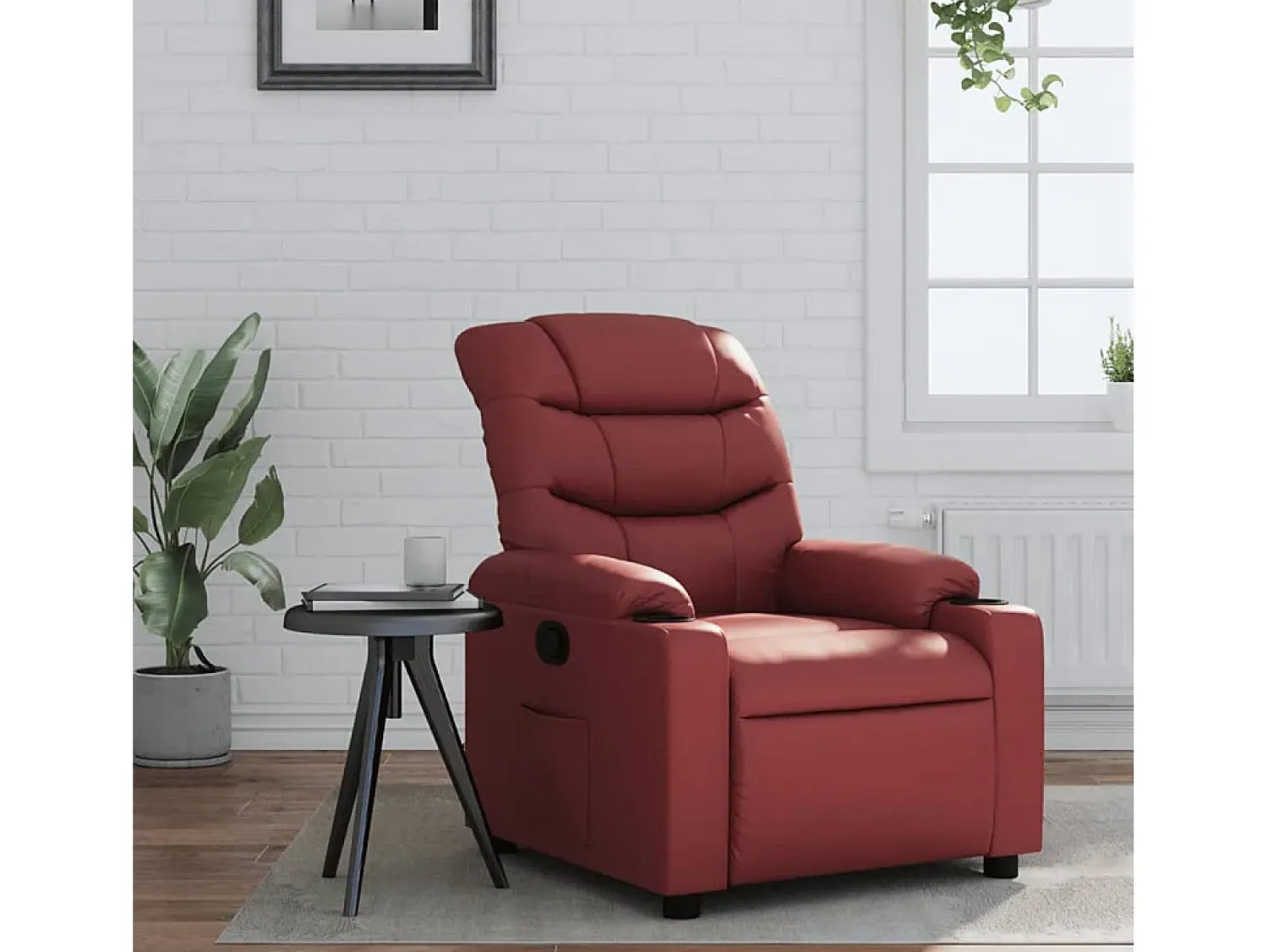 Poltrona| Poltrona reclinável couro artificial tinto SHL200368 Vermelho