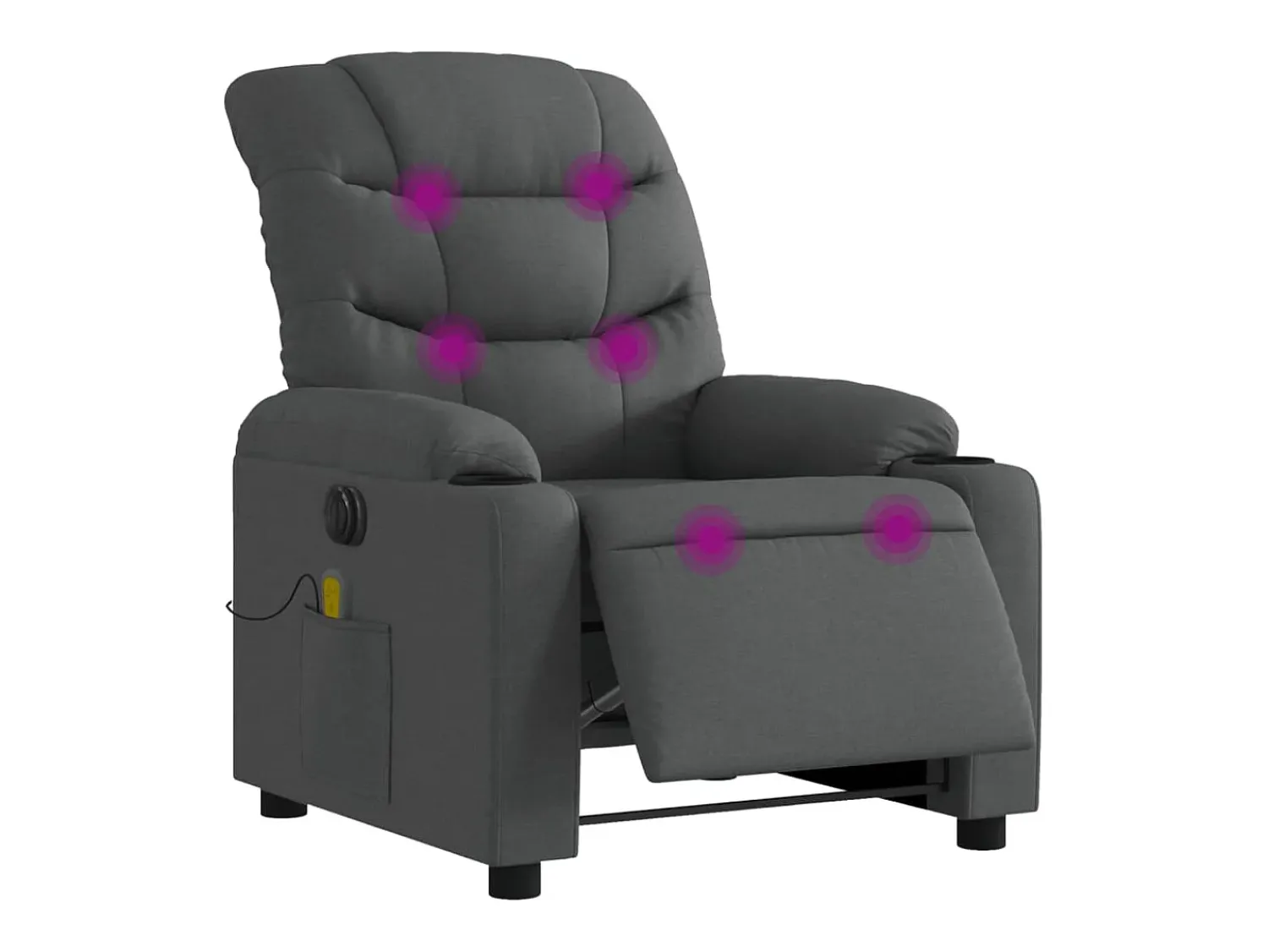 New Poltrona reclinável de massagens elétrica tecido cinza-escuro SHL991235 Cinza antracite