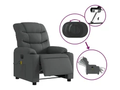 New Poltrona reclinável de massagens elétrica tecido cinza-escuro SHL991235 Cinza antracite