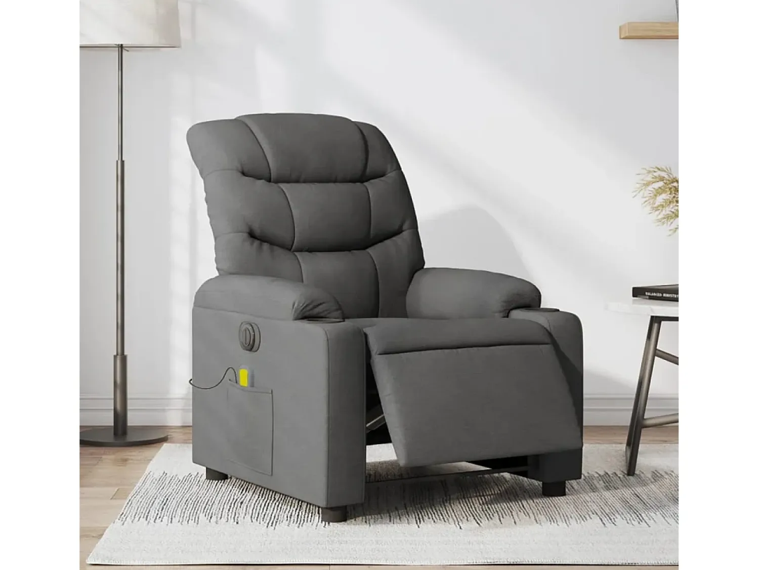 New Poltrona reclinável de massagens elétrica tecido cinza-escuro SHL991235 Cinza antracite