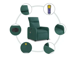 Online Poltrona reclinável de massagens elétrica tecido verde-escuro SHL217937 Verde pinho