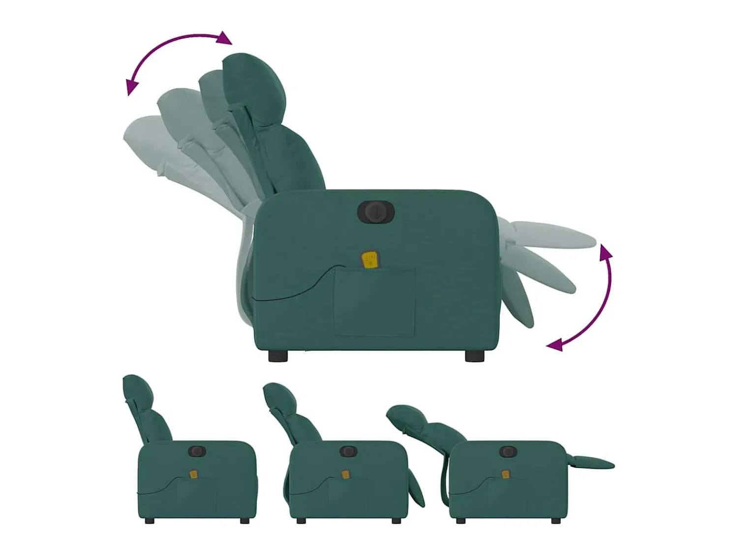 Online Poltrona reclinável de massagens elétrica tecido verde-escuro SHL217937 Verde pinho