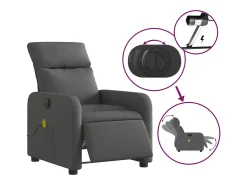 Poltrona reclinável de massagens elétrica tecido cinza-escuro SHL404258 Cinza antracite