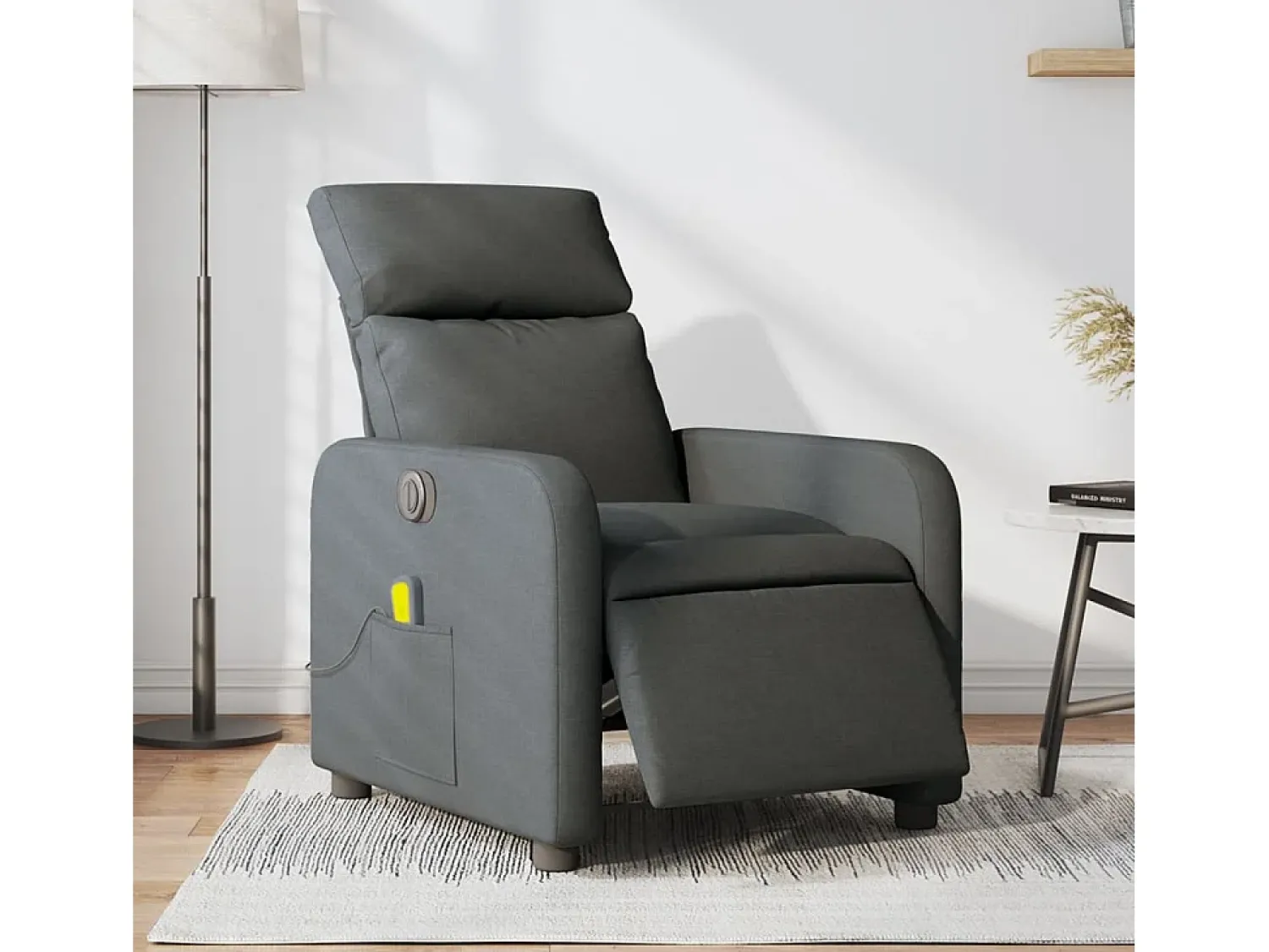 Poltrona reclinável de massagens elétrica tecido cinza-escuro SHL404258 Cinza antracite