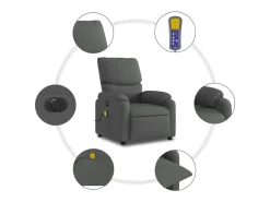Sale Poltrona reclinável de massagens elétrica tecido cinza-escuro SHL318095 Cinza antracite