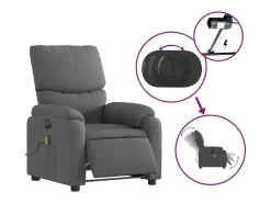 Sale Poltrona reclinável de massagens elétrica tecido cinza-escuro SHL318095 Cinza antracite
