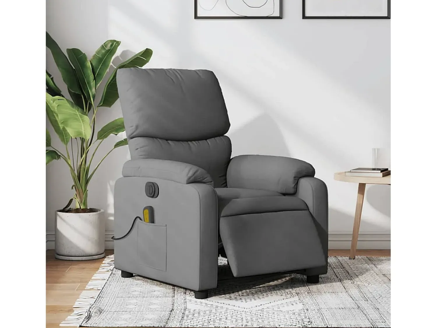 Sale Poltrona reclinável de massagens elétrica tecido cinza-escuro SHL318095 Cinza antracite
