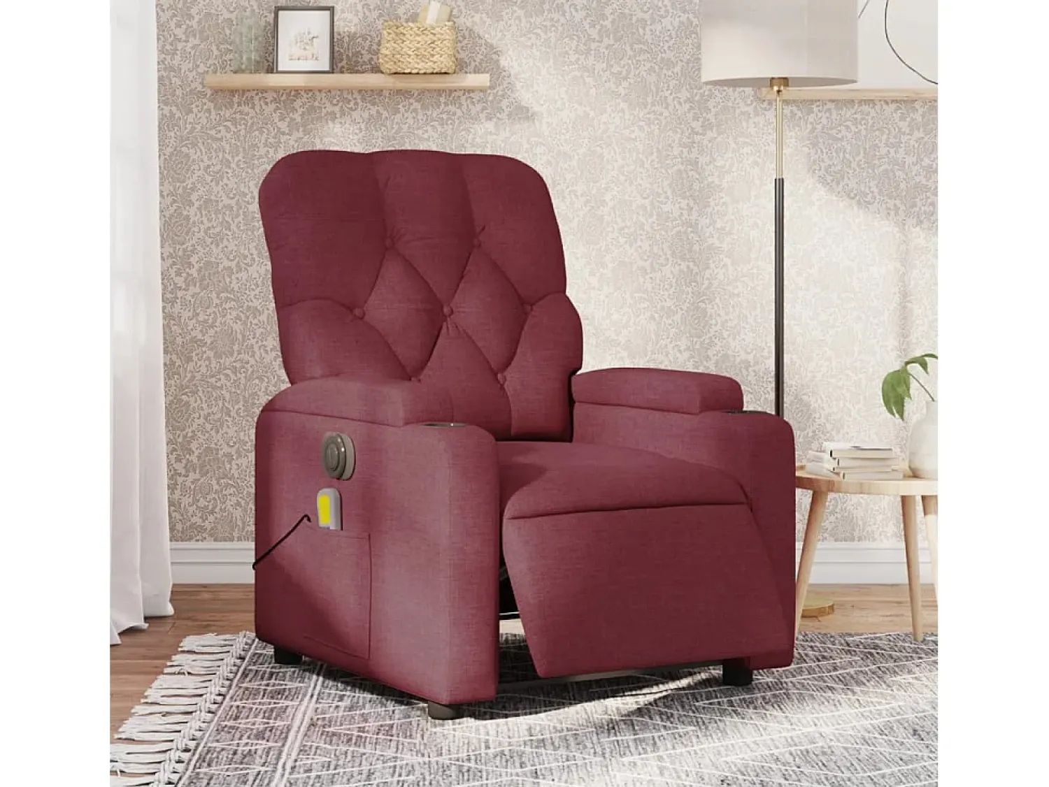 Discount Poltrona reclinável de massagens elétrica tecido tinto SHL616641 Vermelho