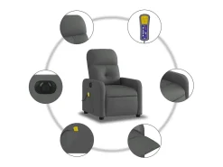Poltrona reclinável de massagens elétrica tecido cinza-escuro SHL170623^ Poltrona