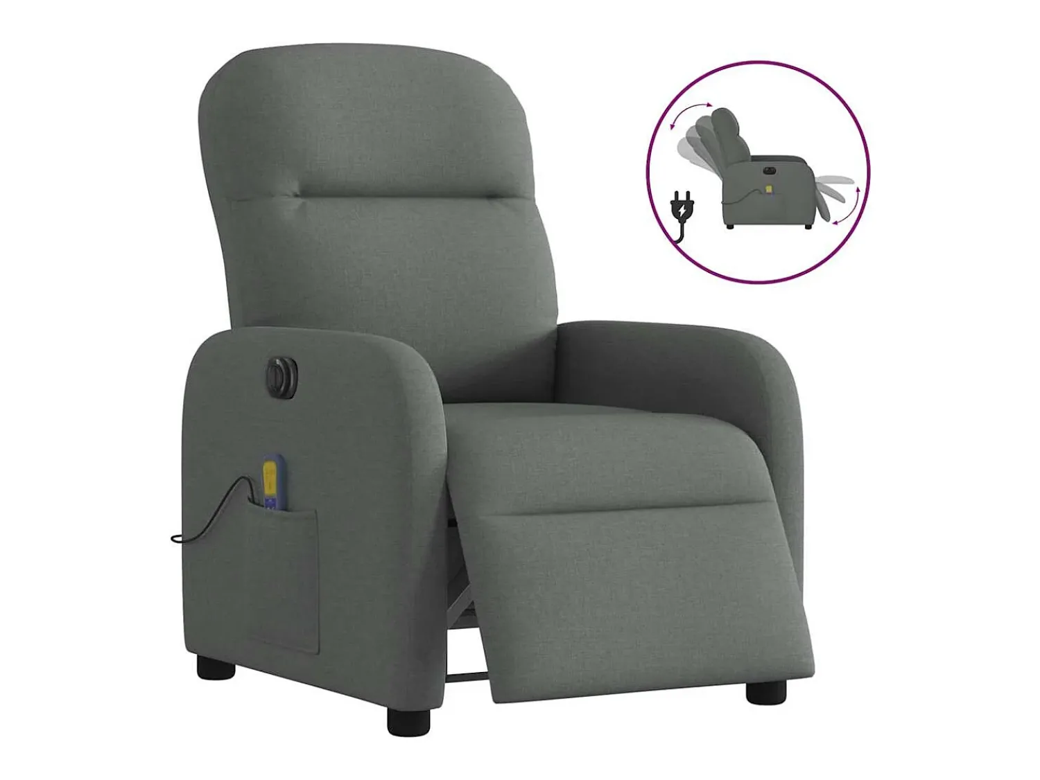 Poltrona| Poltrona reclinável de massagens elétrica tecido cinza-escuro SHL240922 Cinza antracite
