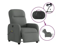 Poltrona| Poltrona reclinável de massagens elétrica tecido cinza-escuro SHL240922 Cinza antracite