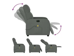 Poltrona| Poltrona reclinável de massagens elétrica tecido cinza-escuro SHL240922 Cinza antracite