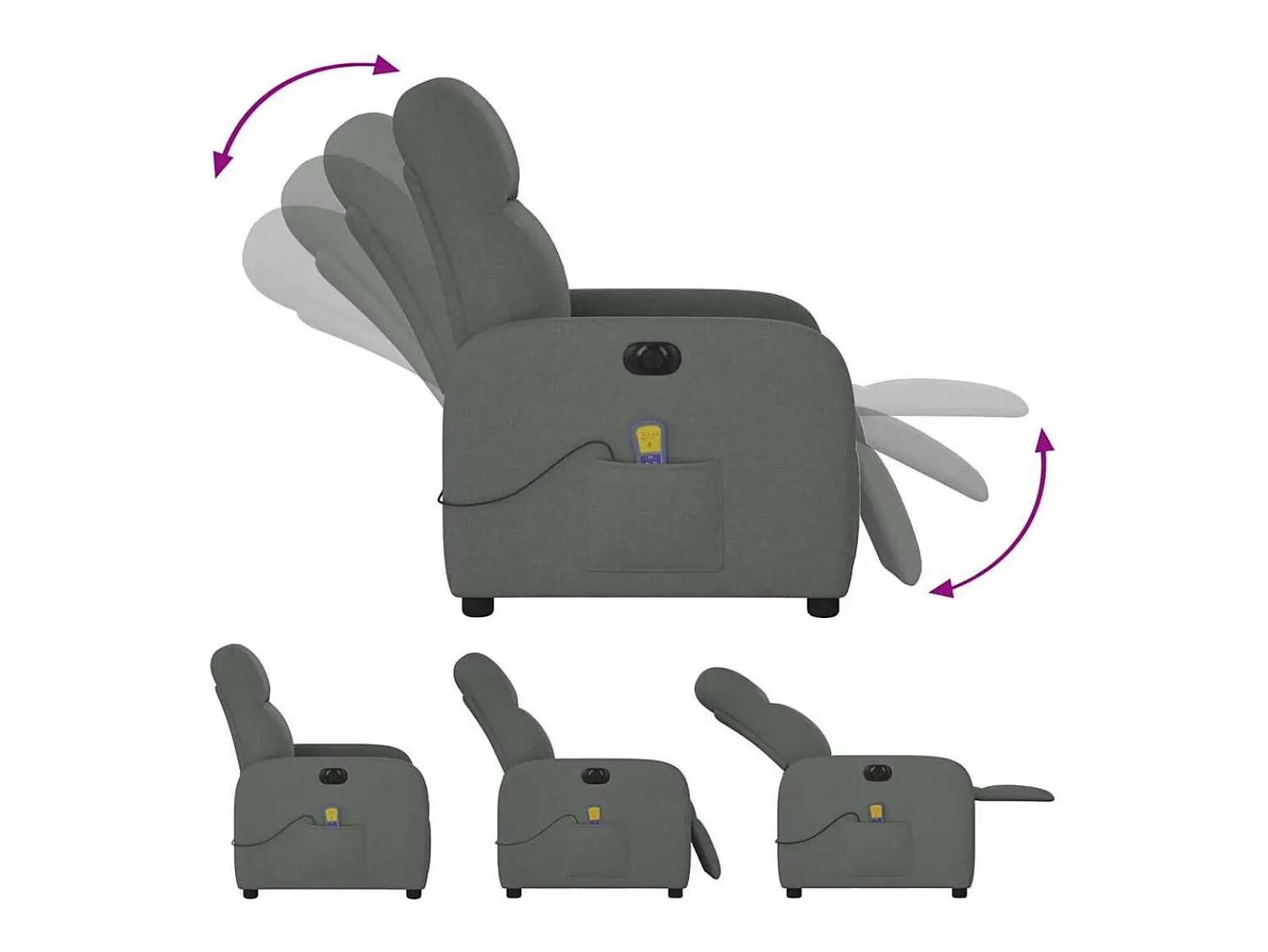 Poltrona| Poltrona reclinável de massagens elétrica tecido cinza-escuro SHL240922 Cinza antracite
