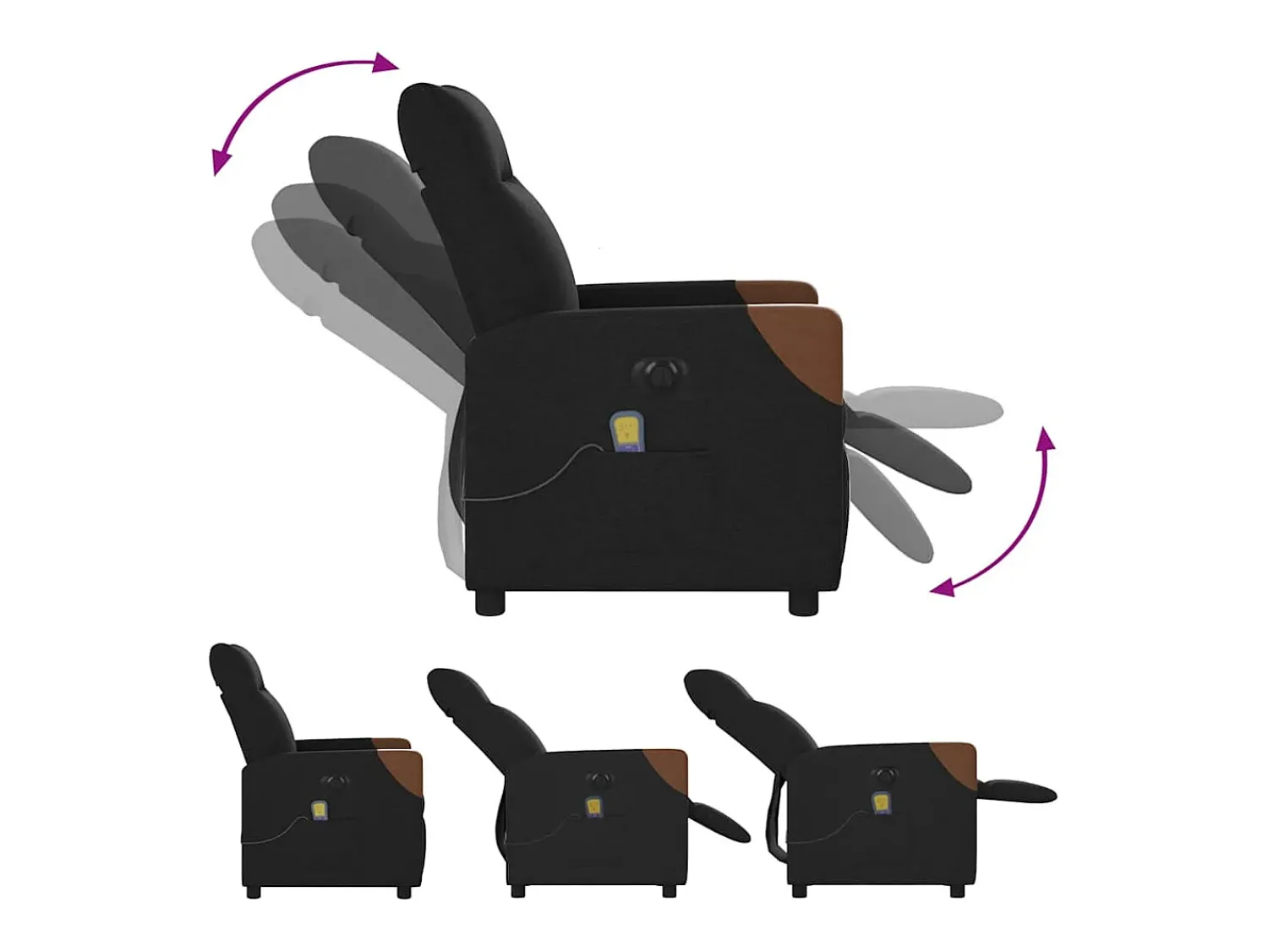 Poltrona| Poltrona reclinável de massagens elétrica tecido SHL85895 Preto
