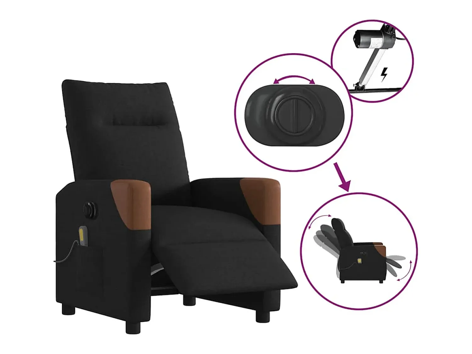 Poltrona| Poltrona reclinável de massagens elétrica tecido SHL85895 Preto