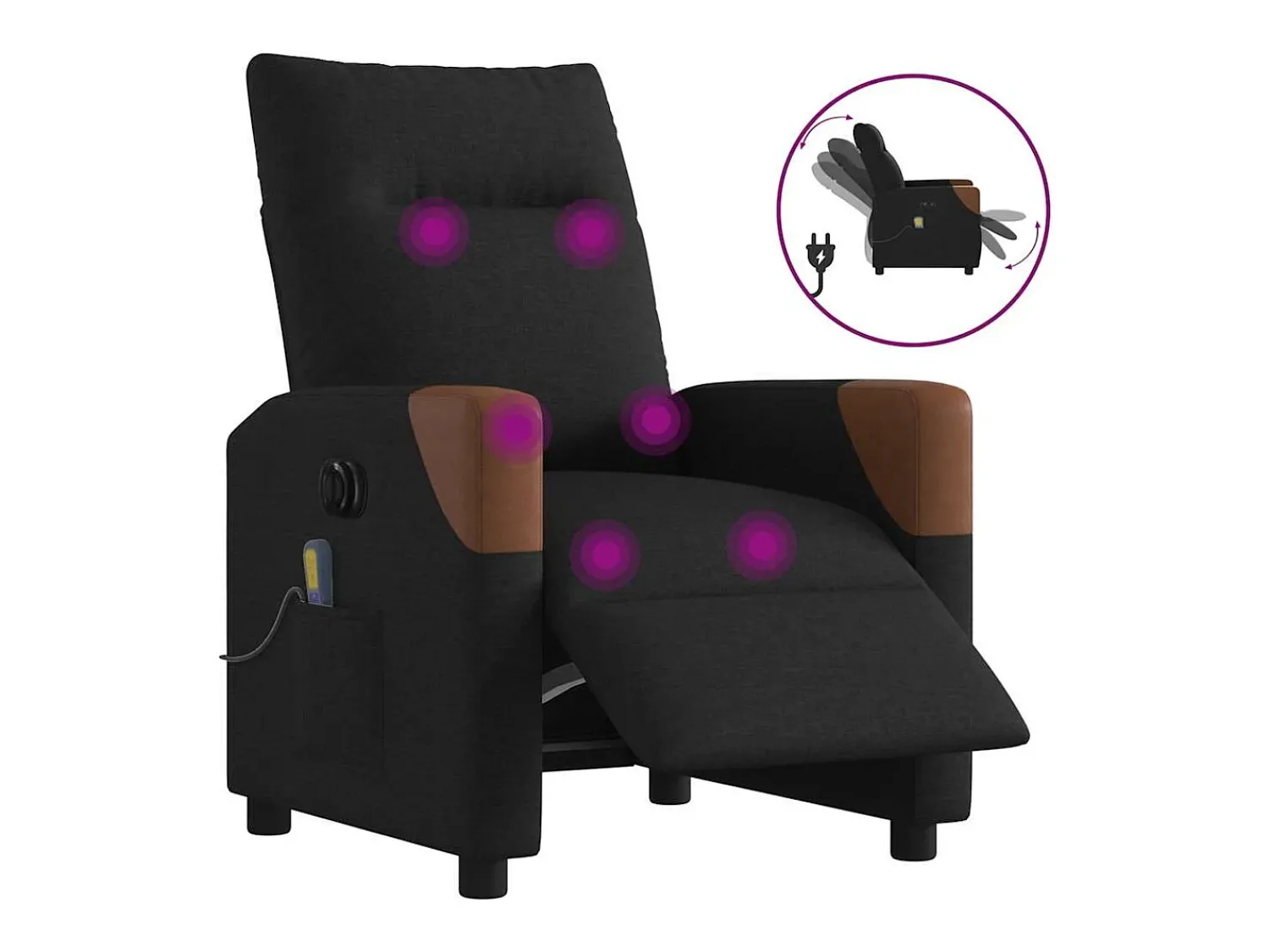 Poltrona| Poltrona reclinável de massagens elétrica tecido SHL85895 Preto