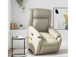 Best Poltrona reclinável de massagens couro artificial cor SHL773539 Creme