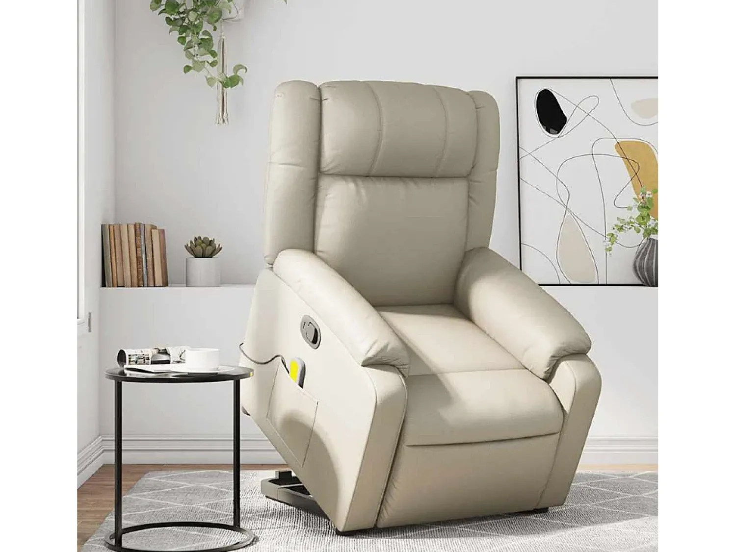 Best Poltrona reclinável de massagens couro artificial cor SHL773539 Creme