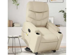 Best Poltrona reclinável de massagens couro artificial cor SHL899432 Creme