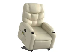 Best Poltrona reclinável de massagens couro artificial cor SHL899432 Creme