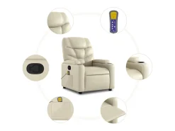 Best Poltrona reclinável de massagens couro artificial cor SHL899432 Creme