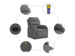 Poltrona* Poltrona reclinável de massagens elétrica tecido cinza-escuro SHL615806 Cinza antracite