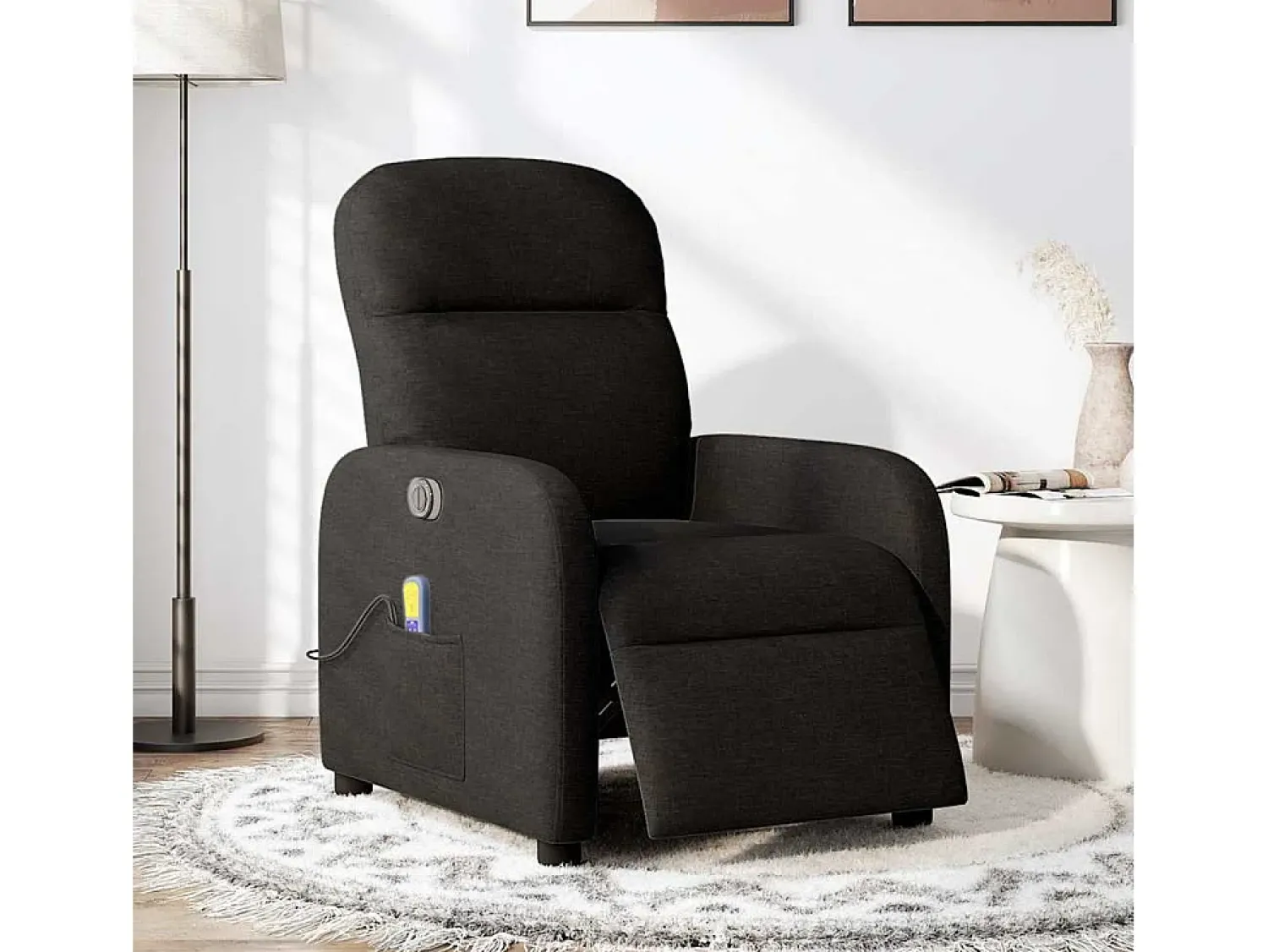 Poltrona*vidaxl Poltrona reclinável de massagens elétrica tecido Preto