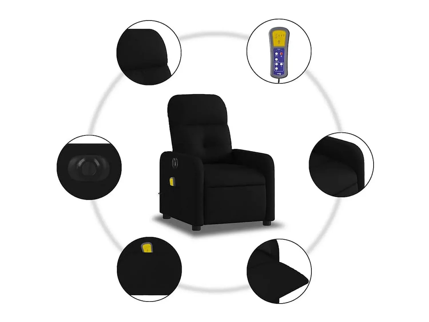 Poltrona| Poltrona reclinável de massagens elétrica tecido SHL107313 Preto
