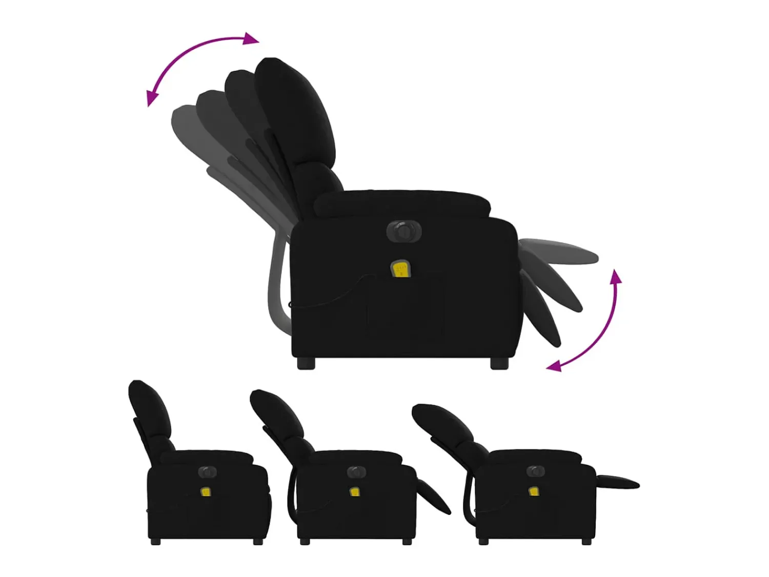 Sale Poltrona reclinável de massagens elétrica tecido SHL534106 Preto