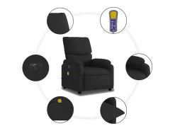 Sale Poltrona reclinável de massagens elétrica tecido SHL534106 Preto