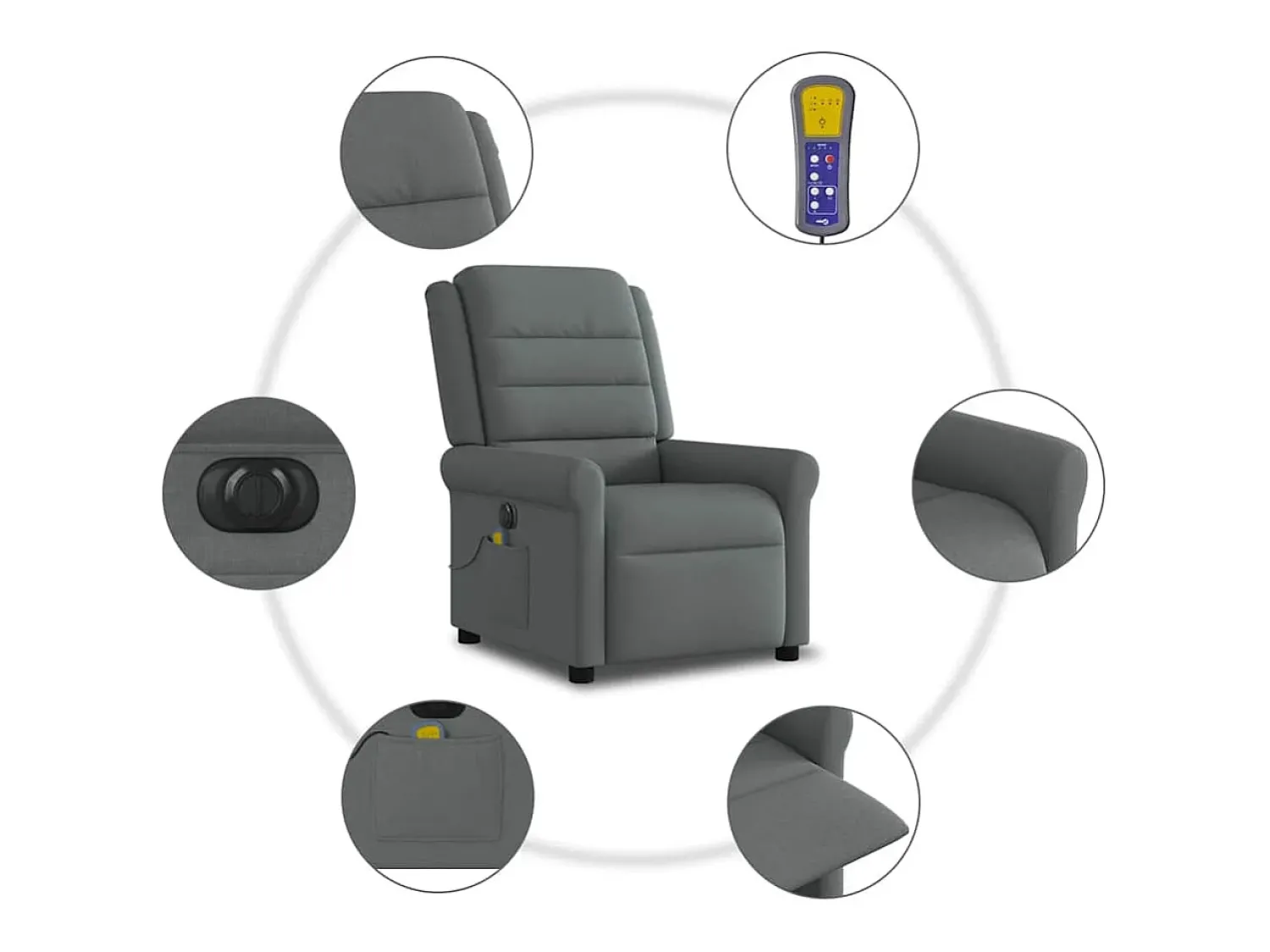 Poltrona* Poltrona reclinável de massagens elétrica tecido cinza-escuro SHL944028 Cinza antracite