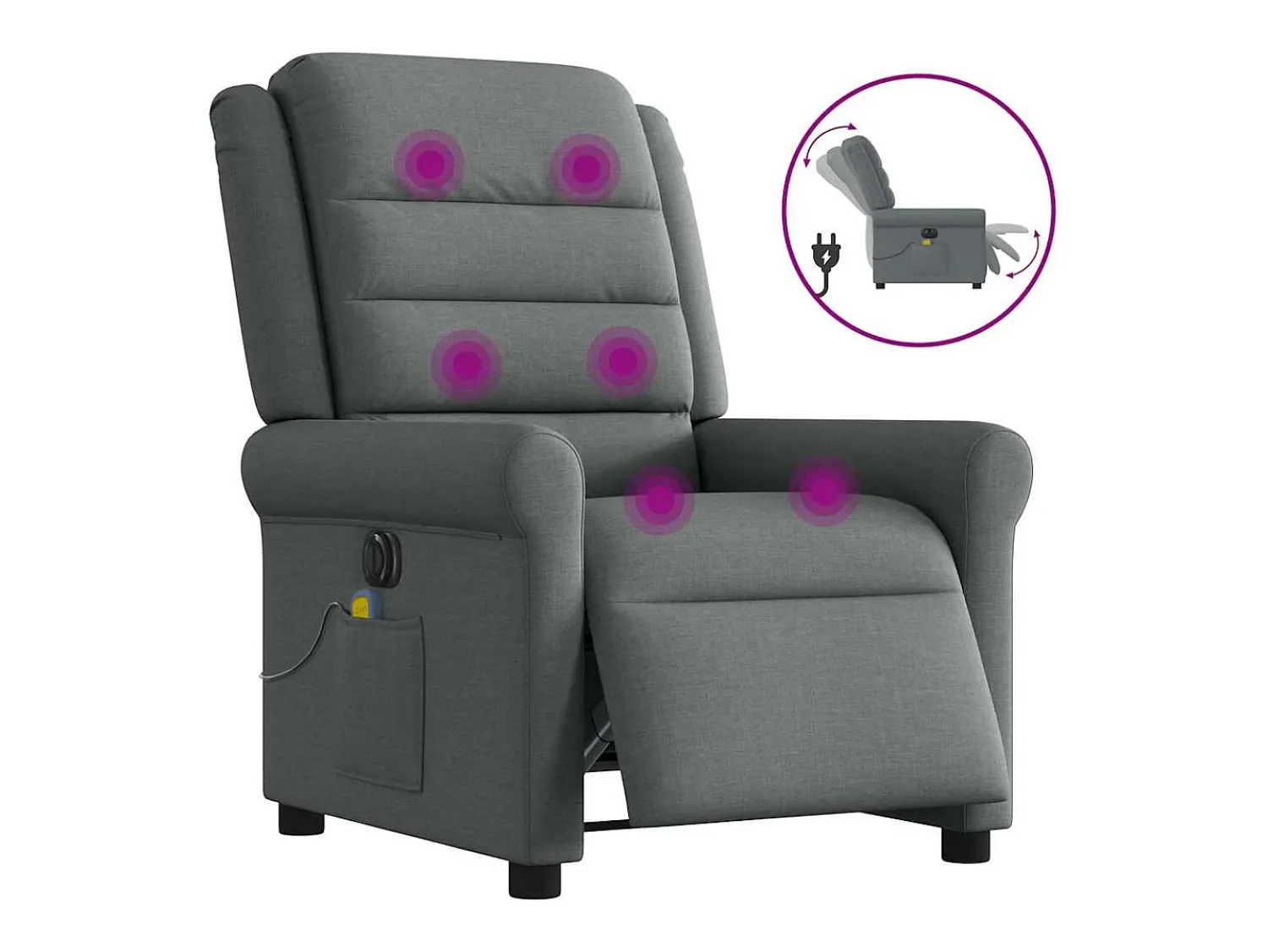 Poltrona* Poltrona reclinável de massagens elétrica tecido cinza-escuro SHL944028 Cinza antracite