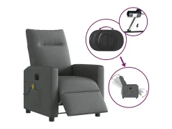 Poltrona reclinável de massagens elétrica tecido cinza-escuro SHL552768^ Poltrona
