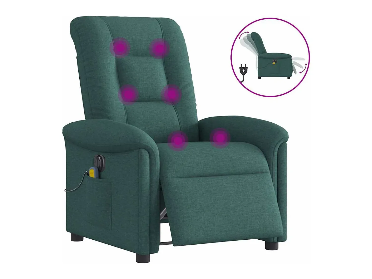 Outlet Poltrona reclinável de massagens elétrica tecido verde-escuro SHL783868 Verde pinho