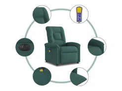 Outlet Poltrona reclinável de massagens elétrica tecido verde-escuro SHL783868 Verde pinho