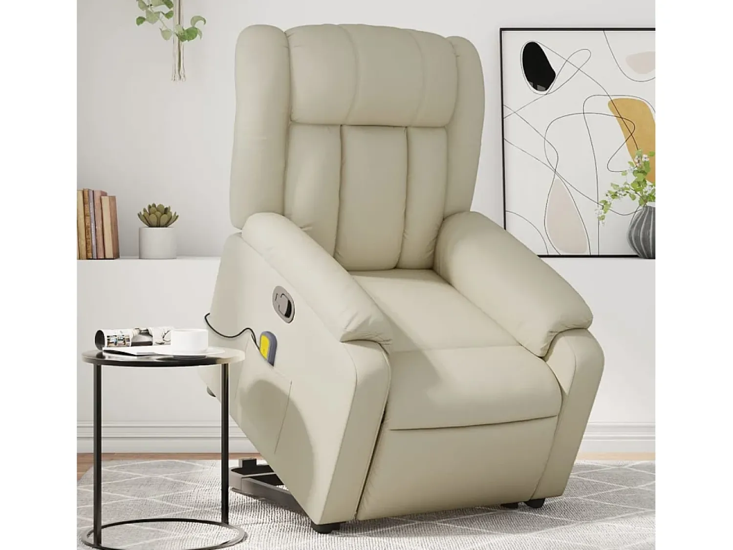 Best Poltrona reclinável de massagens couro artificial cor SHL72147 Creme