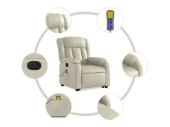 Best Poltrona reclinável de massagens couro artificial cor SHL72147 Creme