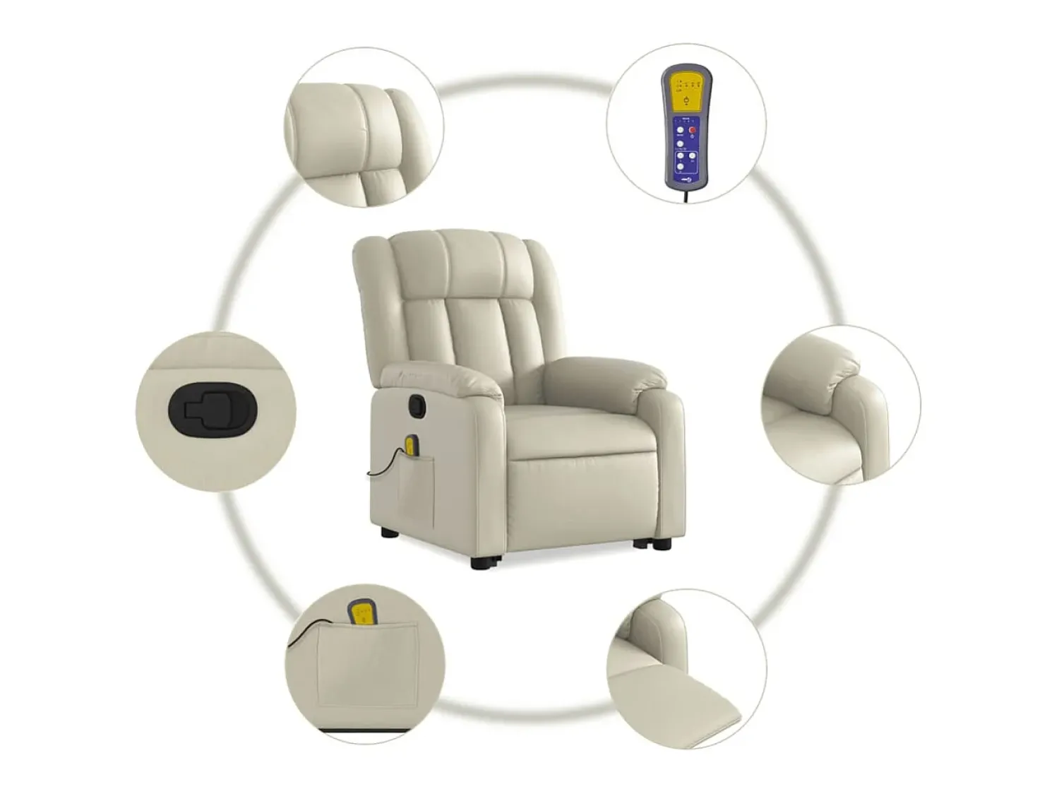 Best Poltrona reclinável de massagens couro artificial cor SHL72147 Creme
