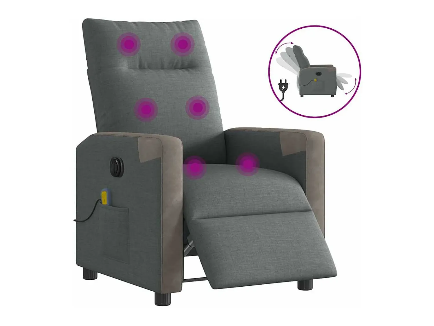 Poltrona* Poltrona reclinável de massagens elétrica tecido cinza-escuro SHL576713 Cinza antracite