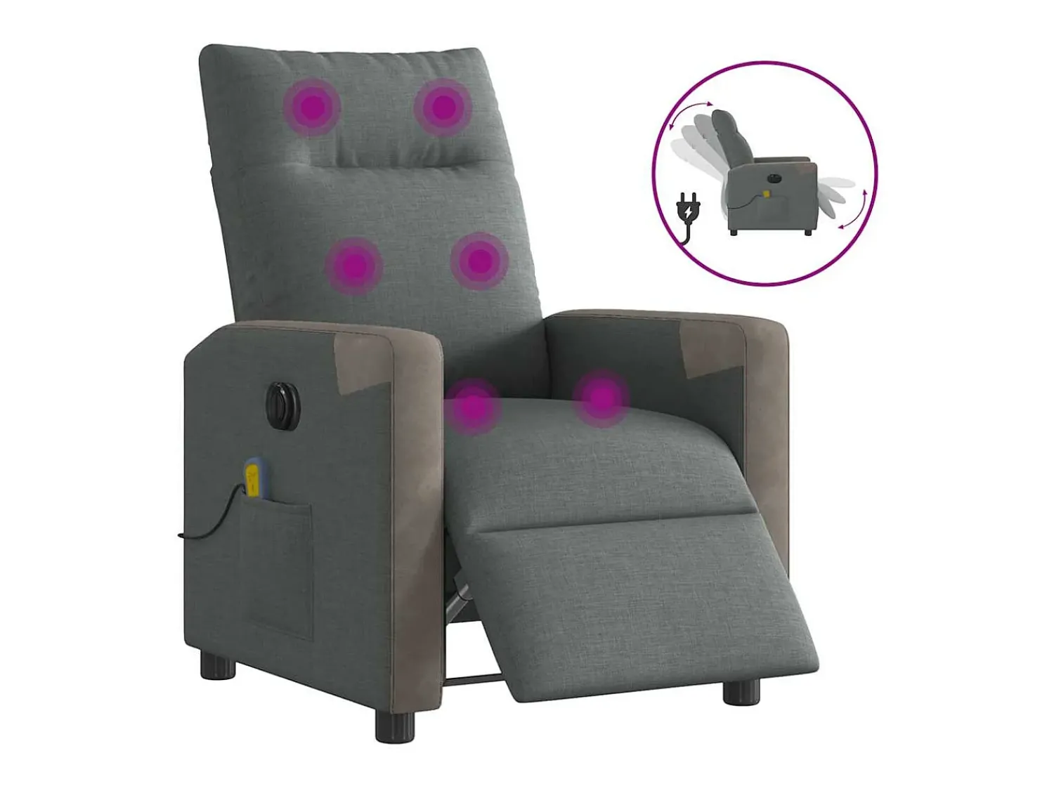 Poltrona* Poltrona reclinável de massagens elétrica tecido cinza-escuro SHL576713 Cinza antracite