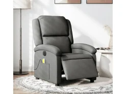 Outlet Poltrona reclinável de massagens elétrica tecido cinza-escuro SHL121715 Cinza antracite