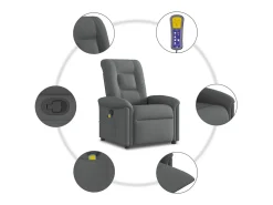 Poltrona reclinável de massagem em tecido cinza escuro SHL221787^ Poltrona