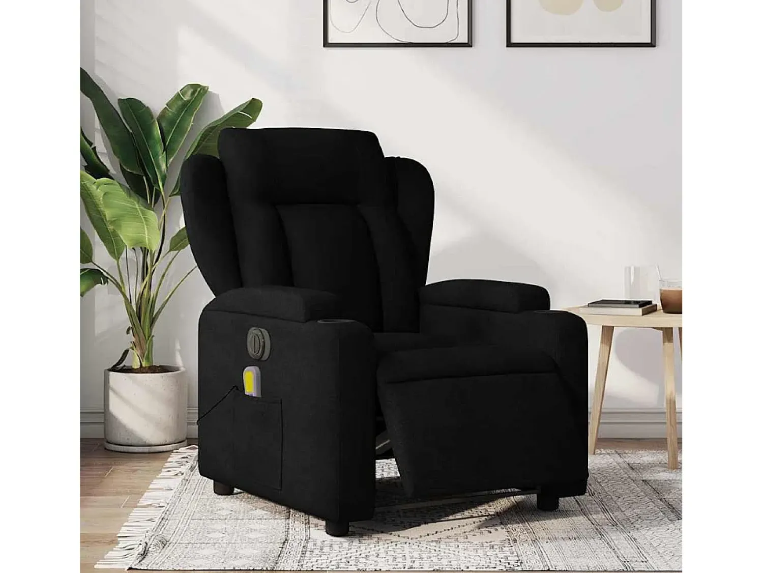 Sale Poltrona reclinável de massagens elétrica tecido SHL881351 Preto