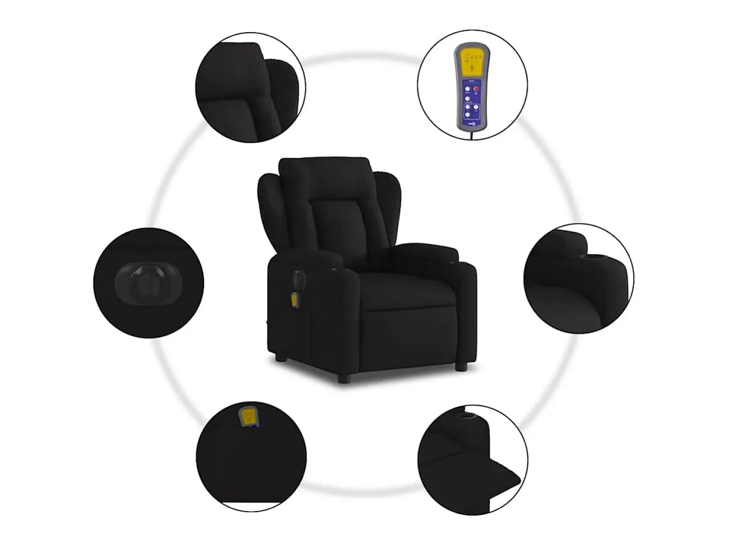 Sale Poltrona reclinável de massagens elétrica tecido SHL881351 Preto