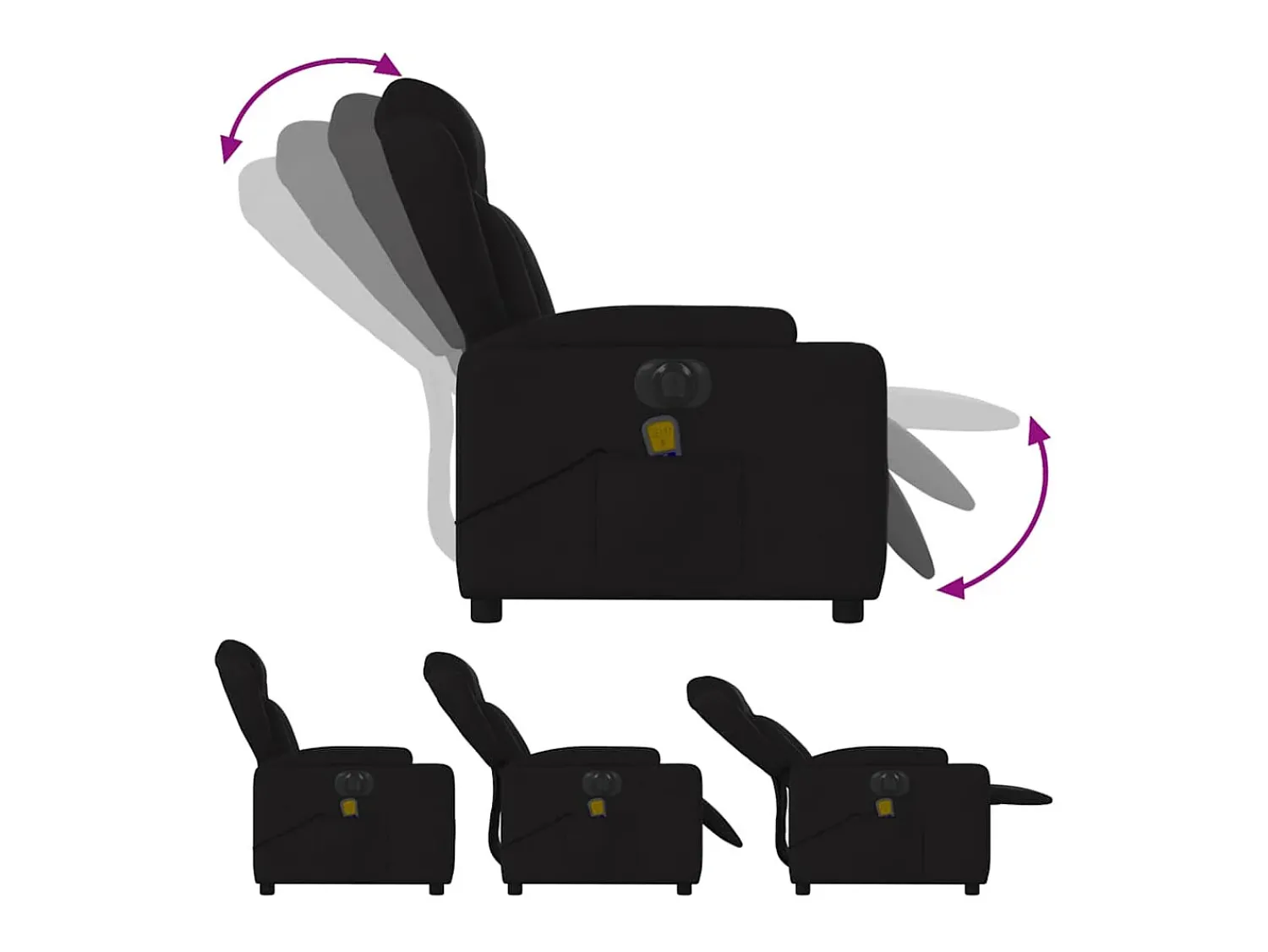 Sale Poltrona reclinável de massagens elétrica tecido SHL881351 Preto