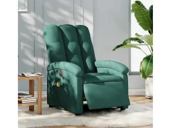 Poltrona reclinável de massagens elétrica tecido verde-escuro SHL691505^ Poltrona
